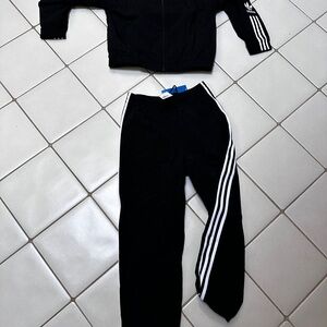 adidas Black Track Pants with White Stripes